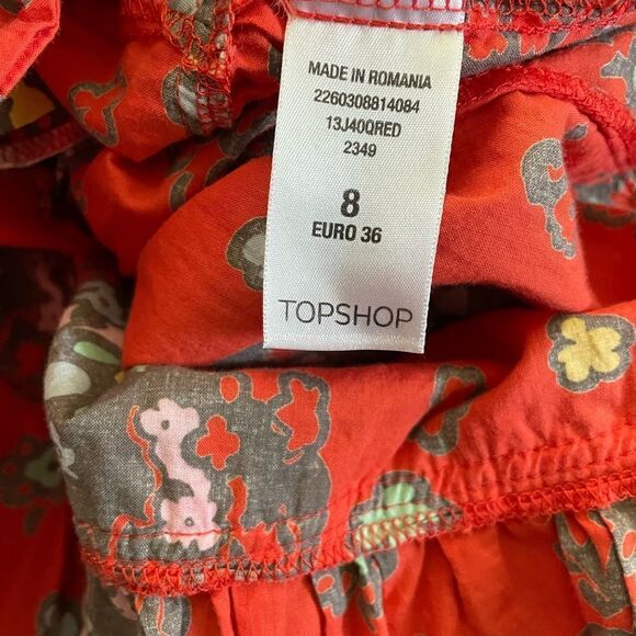 TOPSHOP Flowy Floral Tank Top Orange / Red Size 8 - Picture 9 of 10